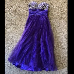 Purple A-line Tulle & sparkle Prom Dress